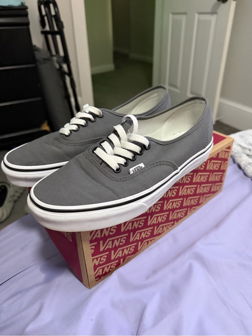 Vans Authentic Gray and White Canvas Sneakers